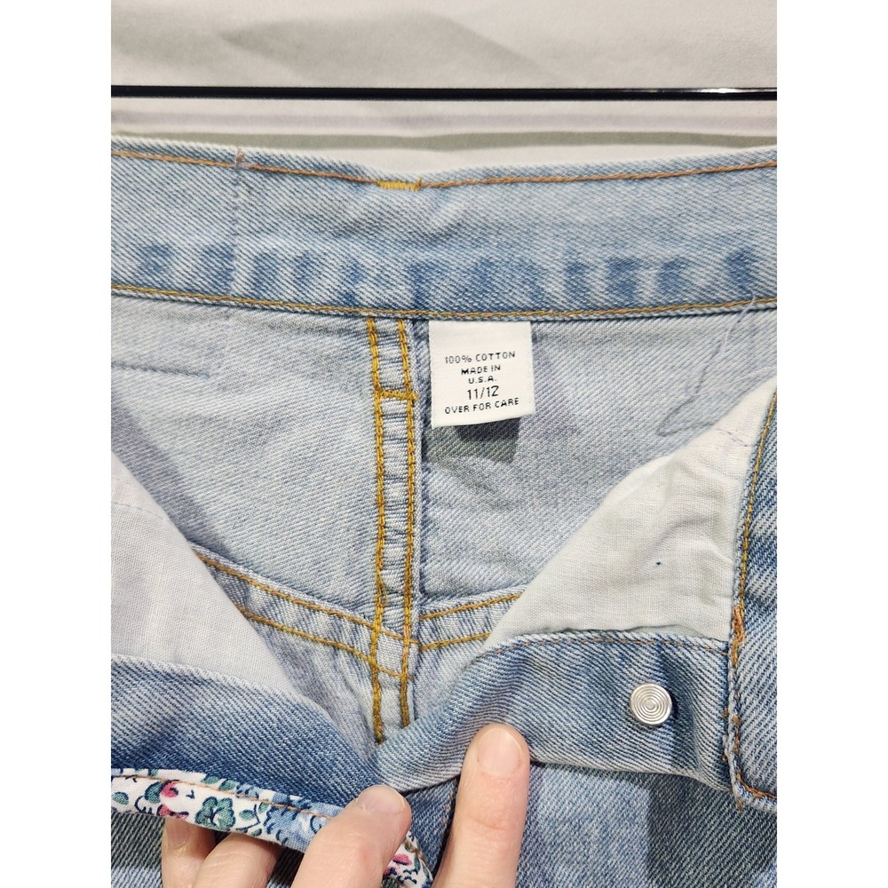 VTG‎ Y2K Hangten Button Up Denim Skirt with Floral Patches 11/12 30" Waist - Picture 7 of 7